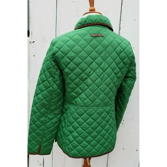 LAURE RALPH LAUREN Women's Sz Small Stem Green Brown Diamond Quilted Jacket Coat - Picture 8 of 8